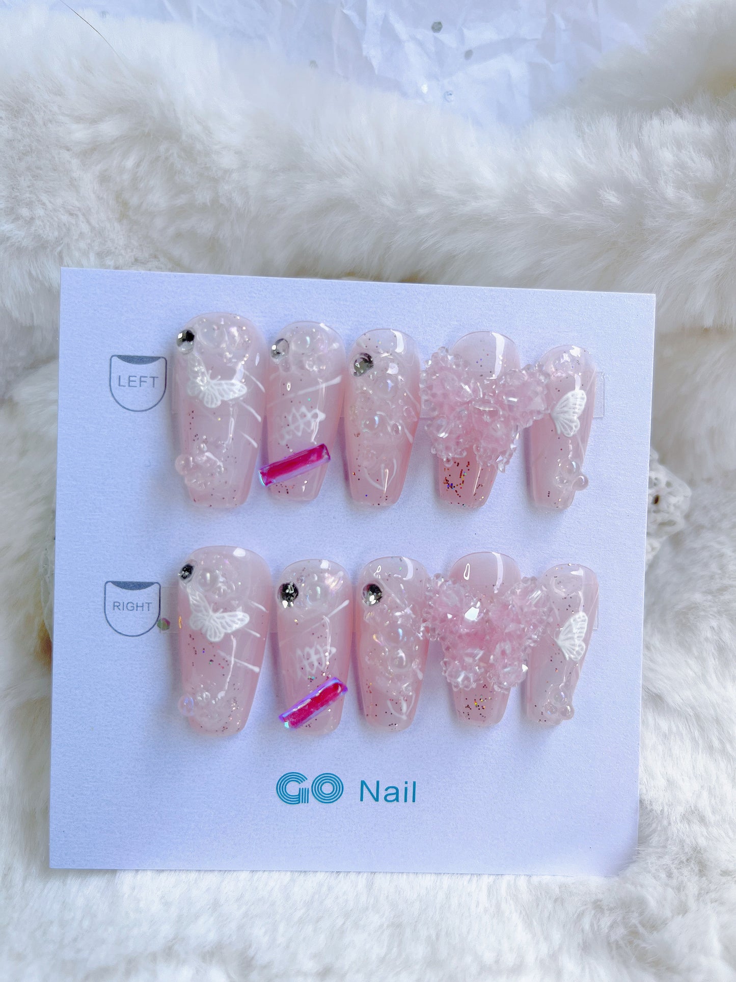 Crystal butterfly press on nails