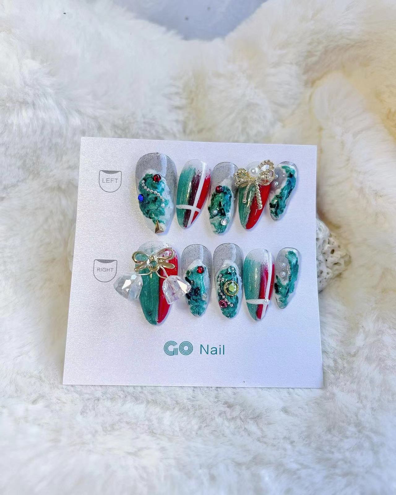 Christmas wind chimes press on nails