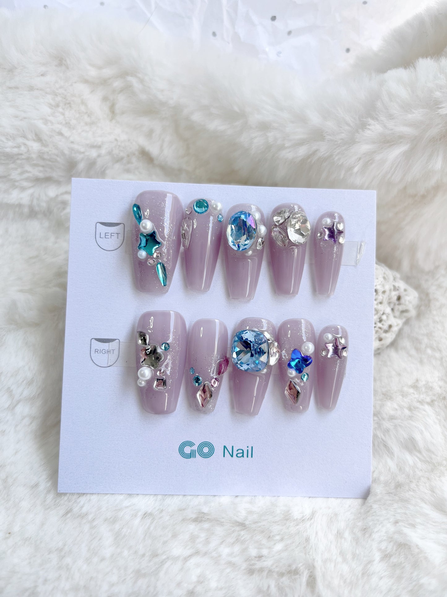 Taro with butterfly press on nails